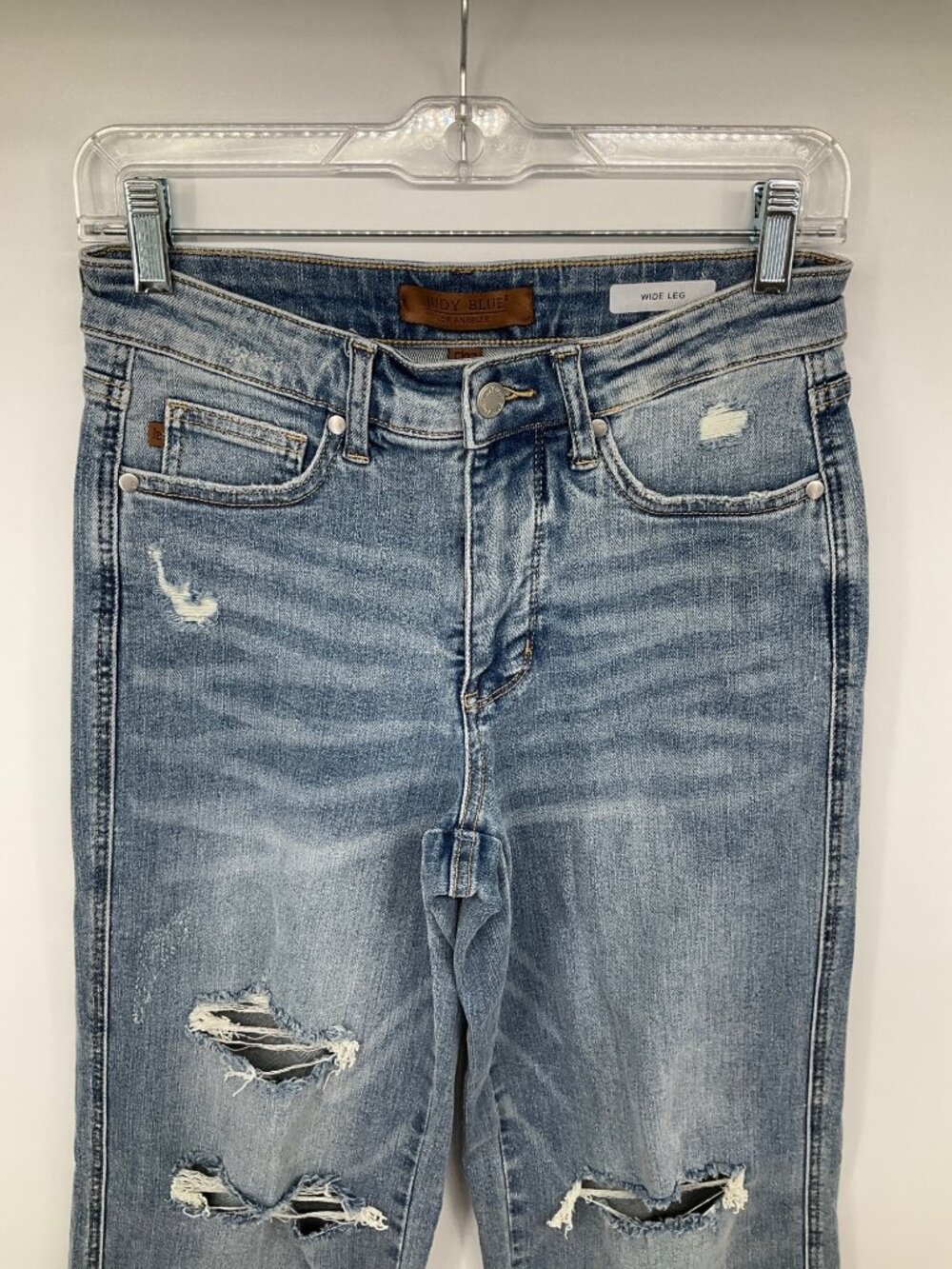Judy Blue size 5 27W HR Wide Leg Distressed Vintage Washed Jeans NEW - Picture 3 of 9
